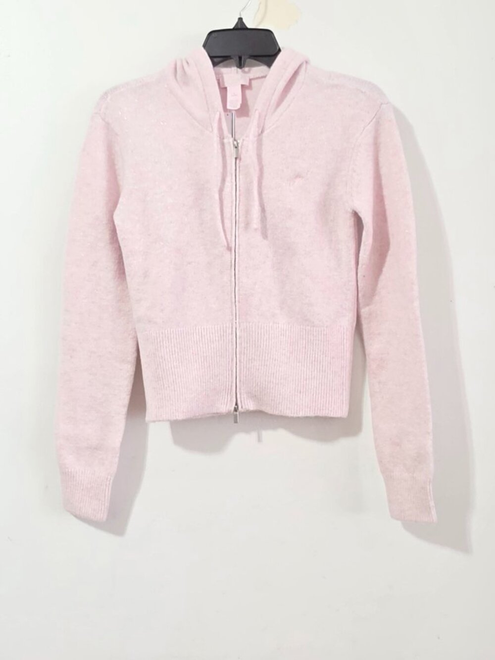 Victoria's Secret PINK Front-Zip Shrunken Sweater Hoodie - Pink Petal - Size M